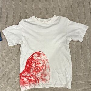 White  Graphic Tee with Red Print